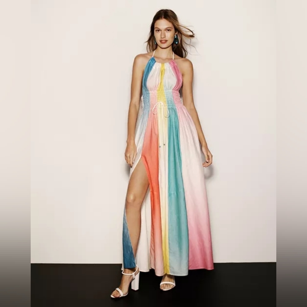 A Mere Co.Neva Rainbow Ombré Maxi Dress